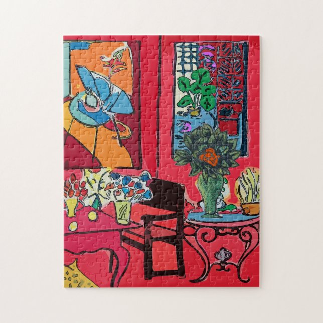 Abstraktes Fenster, Vase mit Rose Puzzle (Vertikal)