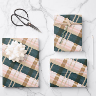 Abstraktes, festes Grün- und rosa Muster Geschenkpapier Set
