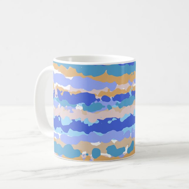 Abstraktes, fett grafisches Blau, Aquamarin Orange Kaffeetasse (Vorderseite Links)