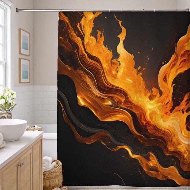 Abstraktes Feuer auf Schwarz Duschvorhang (Von Creator hochgeladen)