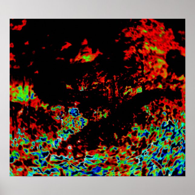 Abstraktes Feuer in einem Wald Poster (Vorne)