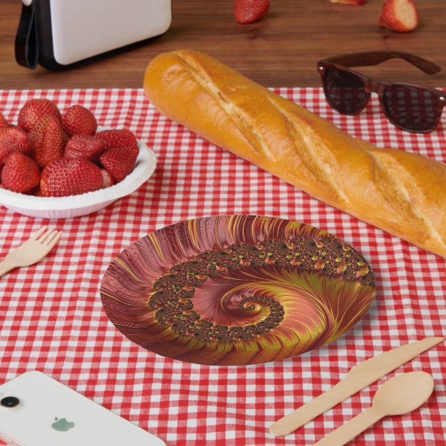 Abstraktes Fiery Spiral Fraktal Pappteller (Picknick)