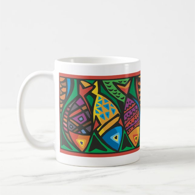 Abstraktes Fisch-Kunstdesign Kaffeetasse (Links)