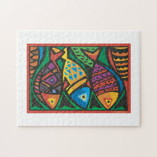 Abstraktes Fisch-Kunstdesign Puzzle
