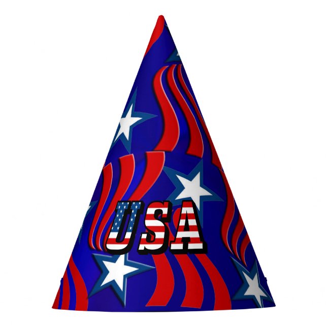 Abstraktes Flag-Muster mit USA Text Party Hat Partyhütchen (Vorderseite)
