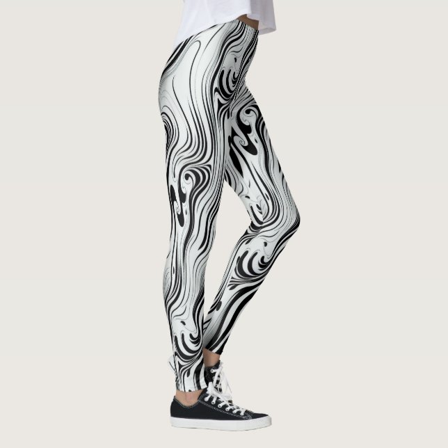 Abstraktes Fließen Abstrakter Swirl Kunst Leggings (Rechts)