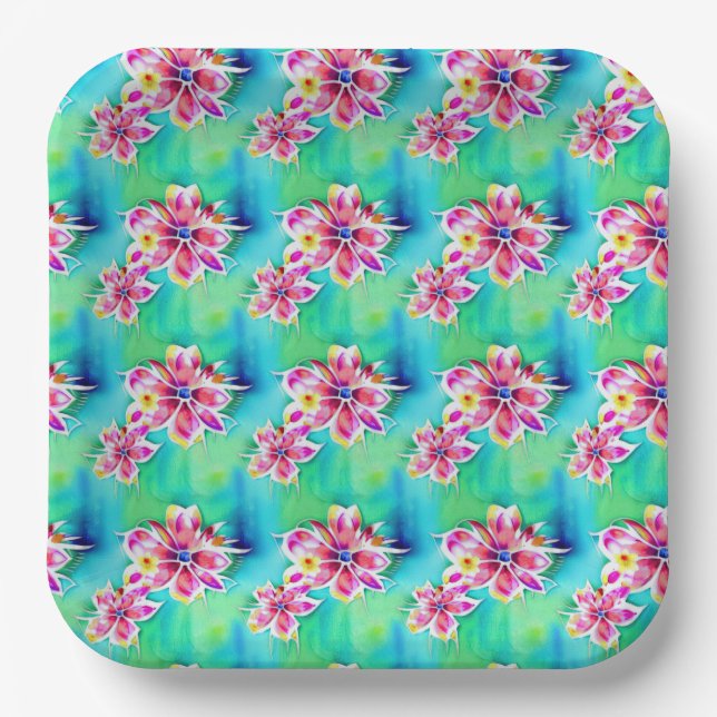 Abstraktes Flora Jugendstil Pappteller (Vorderseite)