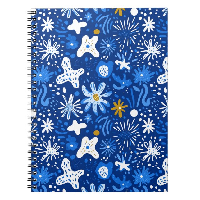 Abstraktes floral Star Muster Spiral-Bound Noteboo Notizblock (Vorderseite)