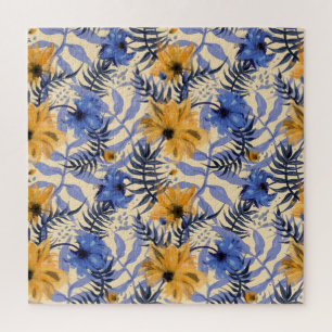 Abstraktes Floral: Wasserfarbe Modernes Muster Puzzle