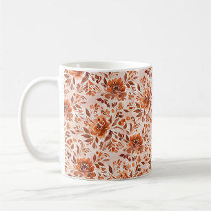 Abstraktes florales Aquarellmuster in Herbstfarben Kaffeetasse