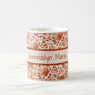 Abstraktes florales Aquarellmuster in Herbstfarben Kaffeetasse