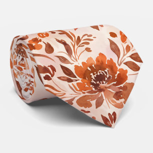 Abstraktes florales Aquarellmuster in Herbstfarben Krawatte
