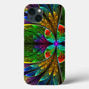 Abstraktes florales Bleiglasmuster iPhone 13 Hülle