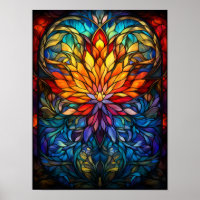 Abstraktes florales Herzfenster in Glas-Mandala-Ku