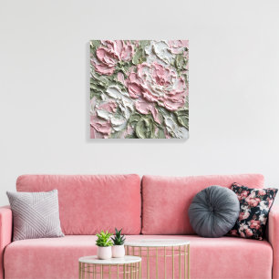 Abstraktes florales Impasto-Gemälde - Rosé Leinwanddruck