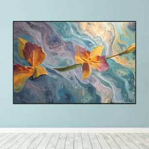 Abstraktes florales Leinwandkunstwerk – Elegante B Leinwanddruck