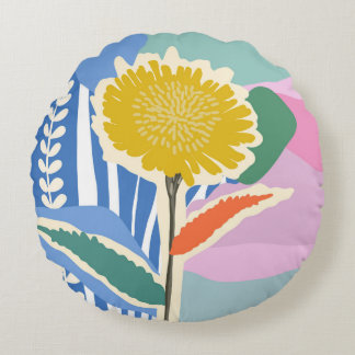 Abstraktes Florales Löwenzahn-Farbfeld Modern  Rundes Kissen