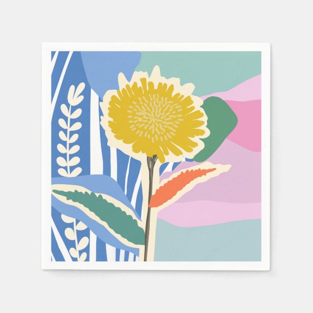Abstraktes Florales Löwenzahn-Farbfeld Modern  Serviette (Vorderseite)