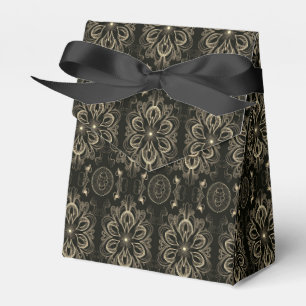 Abstraktes Florales Schwarzes und Goldenes Zelt Geschenkschachtel