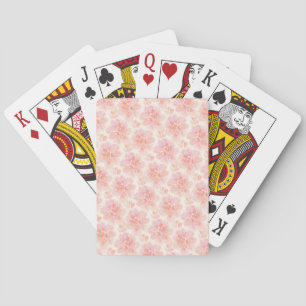 Abstraktes florales Wasserfarbmuster Pfirsich und Spielkarten