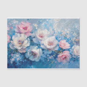 Abstraktes Florals Rosa Ölgemälde Dekoupage Seidenpapier