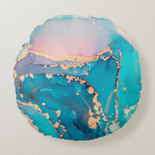 Abstraktes Fluid-Art-Malerei-Hintergrund in Alkoho Rundes Kissen