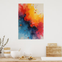 Abstraktes Fluid-Feuer- und Ozean-Kunstposter | Kr Poster
