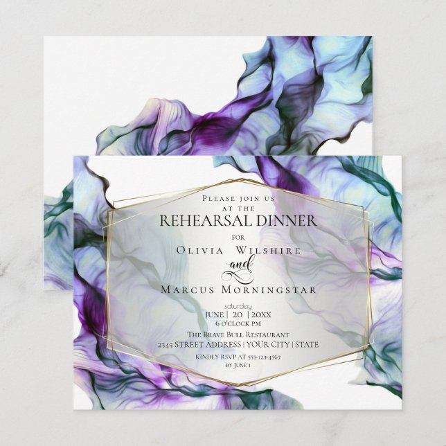 Abstraktes Fluid Ultra Violet Aquamarin Einladung (Vorne/Hinten)