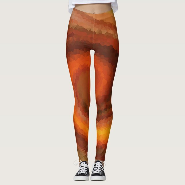 Abstraktes, flüssig orangefarbenes Feuer Leggings (Vorderseite)