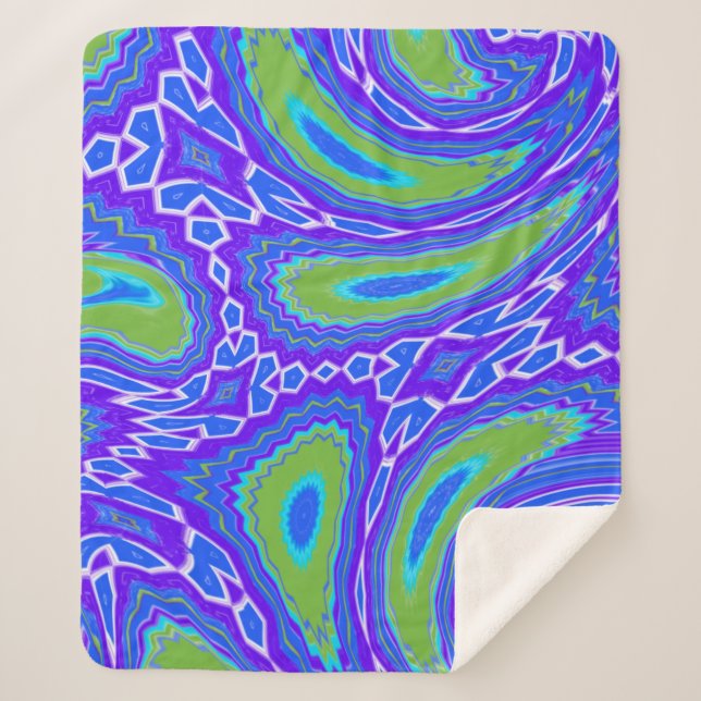 Abstraktes Flüssigkeits-Pfau-Design  Sherpadecke (Vorderseite)