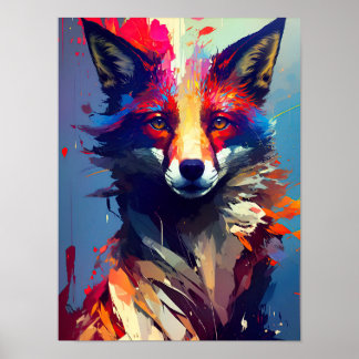Abstraktes Foxportrait Poster