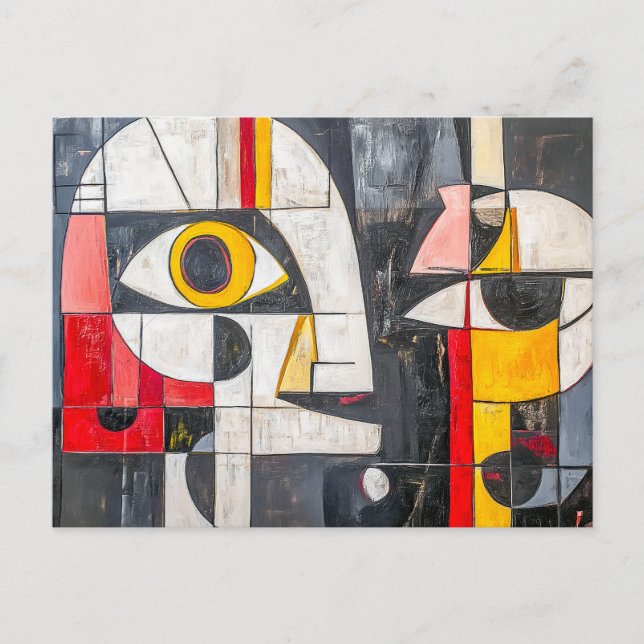 Abstraktes fragmentiertes Gesichtdesign Postkarte (Vorderseite)