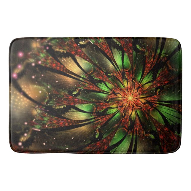 Abstraktes Fraktal Blume Design. Badematte (Vorderseite)