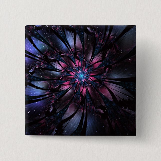 Abstraktes Fraktal Blume Design. Button (Vorderseite)