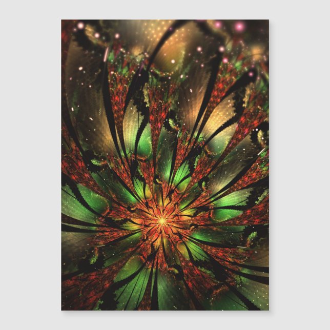 Abstraktes Fraktal Blume Design. Magneteinladung (Vorderseite)