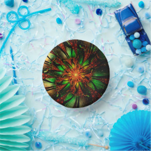 Abstraktes Fraktal Blume Design. Pappteller