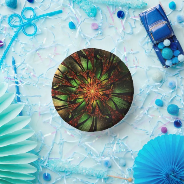 Abstraktes Fraktal Blume Design. Pappteller (Party)