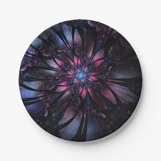 Abstraktes Fraktal Blume Design. Pappteller (Vorderseite)