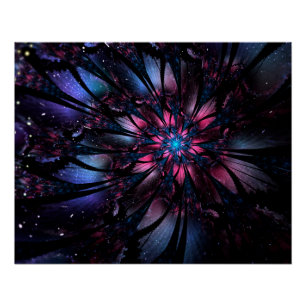 Abstraktes Fraktal Blume Design. Poster