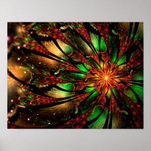 Abstraktes Fraktal Blume Design. Poster