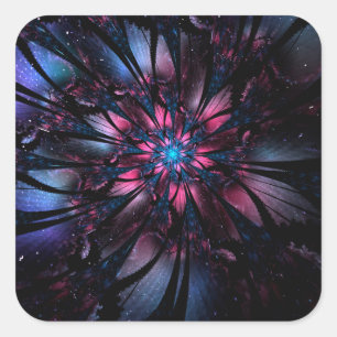 Abstraktes Fraktal Blume Design. Quadratischer Aufkleber