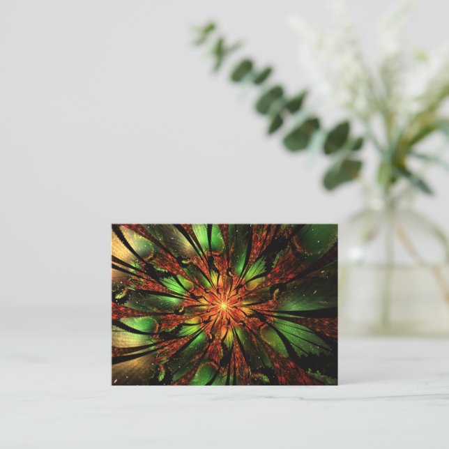 Abstraktes Fraktal Blume Design. Visitenkarte (Stehend Vorderseite)
