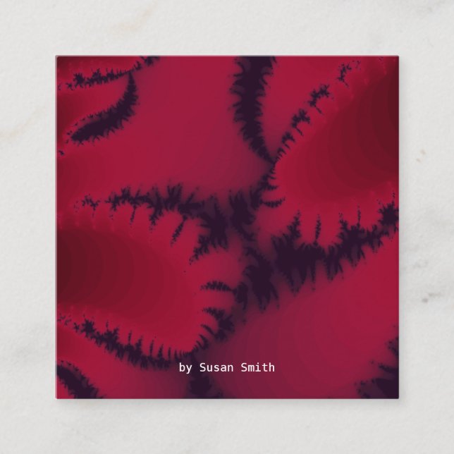 Abstraktes Fraktal Burgund Plum Fraktal Artwork Quadratische Visitenkarte (Vorderseite)