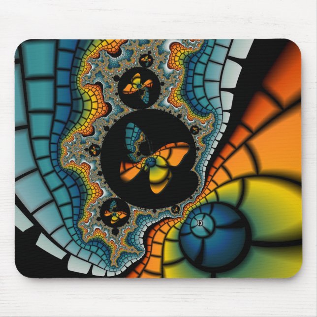 abstraktes Fraktal Butterfly Cacoon Mousepad (Vorne)