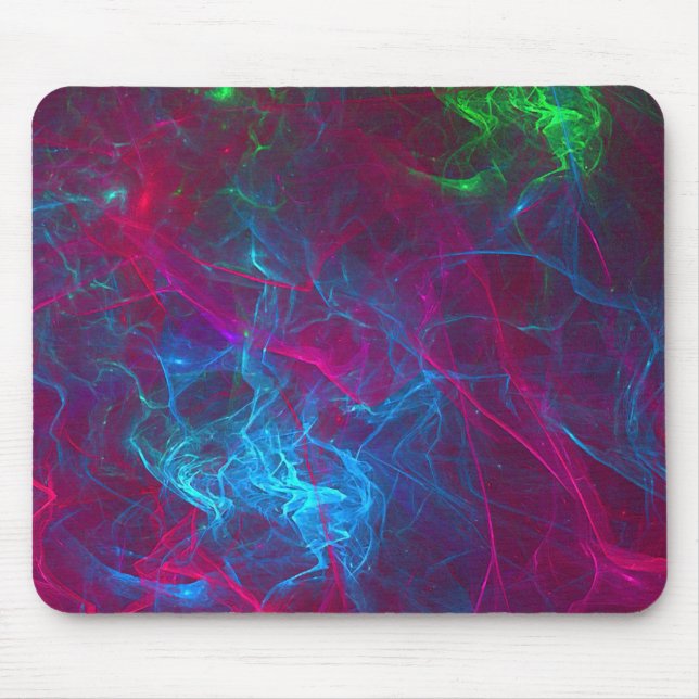Abstraktes Fraktal Flammen Rosa Lila Blau Grün Mousepad (Vorne)