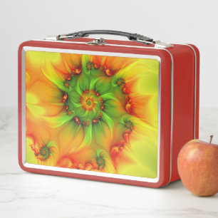 Abstraktes Fraktal im Sommer grün Metall Lunch Box