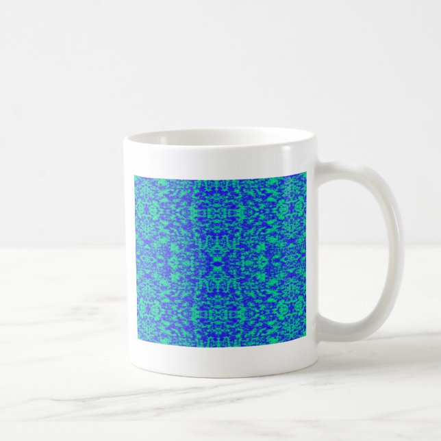 Abstraktes Fraktal in Blau und Grün Tasse (Rechts)