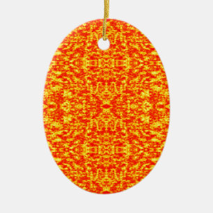 Abstraktes Fraktal in Rot und Orange Keramik Ornament