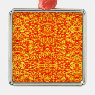 Abstraktes Fraktal in Rot und Orange Silbernes Ornament