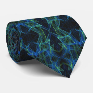 Abstraktes Fraktal Necktie, blau, grün und schwar Krawatte